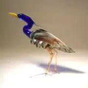 Glass Blue Neck Heron Figurine