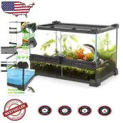 Compact 12x8x8 Reptile Habitat Tank with Heat-Resistant Design & Locking Doors