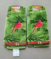 St Nicholas Square Fingertip Guest Towels Cardinal Tartan Design Deck The Halls