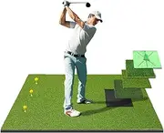 Golf Mat, 150 * 120cm Thicken Outdoor Golf Mat, Artificial Turf Golf Practice Swing Mats, with 4 8mm High-Elastic Base Multifunctional Replaceable Pads,Non-Slip, Suitable for Indoor and Outdoor Use