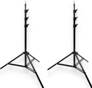 Two 8' 4-Section Photography Light / Backdrop Stands with 10mm / 3/8” Stud Black