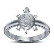 925 Sterling Silver & Cubic Zirconia Unique Design Tortoise Ring For Unisex