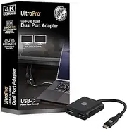 GE USB-C to Dual HDMI Adapter 4K @60hz, Type C to HDMI Converter, Display, Splitter and USB C Converter Supports Extended Display of Dual Monitors, for Laptop, Desktop, Tablet, Gray, 81661