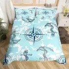 Decor Bedding Set Full Size Kids Compass Print Comforter Cover Set for Boys