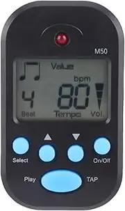 Digital Metronome, Mini Multi-Functional Beat Tempo 0-9 Beat Value 3-Gear Volume Adjustment with Clip and Lanyard Hole, Portable 2.4 x 1.4 x 0.6in LCD Digital Metronome for Piano Guitar Violin Drum