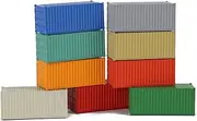 C15007 9pcs Model Train N Scale 1:160 20ft Blank Shipping Container 20' Cargo Box Freight Car (20ft)