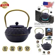 33.8oz Premium Blue Cherry Blossom Cast Iron Teapot with Infuser - Perfect Gift
