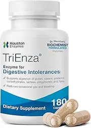 Houston Enzymes TriEnza - 180 Capsules (90 Doses) | Broad-Spectrum Enzymes for Digestive Intolerances | Supports Digestion of Gluten, Casein, Soy, Proteins, Carbohydrates, Sugars, Fats & Polyphenols