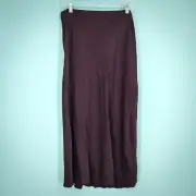 by Anthropologie Size XL Tilda Plum Satin Bias Cut Pull On Midi Length Skirt NEW