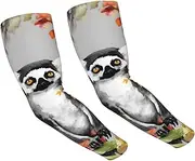 [FHEDVBN] Animals Lemur Flowers Pattern Arm Sleeves Compression Arm Covers for Men Women Outdoor Sun Sleeves Cooling Sports Sleeve, Black