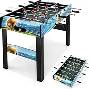 Costway Foosball Table Game Set, Soccer Table Game w/ 2 Footballs, Smooth Handle, 18 Realistic Players, Realistic Soccer Field, Adults & Kids Soccer Table for Family Activities (Medium)