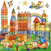 120 PCS Magnet Tiles, Brown Magnetic Blocks Building Set for Kids Age 3+years