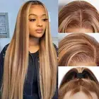 Ombre Lace Front Wig Human Hair Highlight 13x6 Lace Front Wigs Human Hair Str...