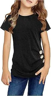 [Generic] Kid Shirt Button Short Girls Sleeve Tshirt Casual Tops Front Blouse Tee Kids Girls Tops Baby Girl Blouse