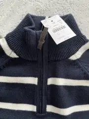 J.Crew crew cuts blue and white sweater with zipper size extra small –(4–5)