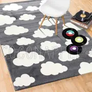 BODHI CLOUDS CHARCOAL BLACK KIDS SOFT FLOOR RUG (S) 120x170cm **FREE DELIVERY**