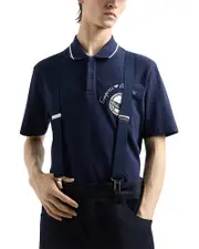 Emporio Armani Cotton Piquet Whale & Logo Embroidery Polo