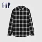 GAP 男裝 純棉翻領長袖襯衫-黑白格紋(787635)