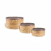 HAPPIMESS Gouda Southwestern Hand-Woven Hyacinth Circular Nesting Baskets with Wood Lids, Natural at Nordstrom One Size