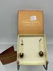 Authentic Murano Glass Earrings With Certificate- Cube- Mocha- M2