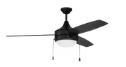 Craftmade Phaze 3, 2 Light Ceiling Fan/LED Light Kit, Flat Black - PHA52FB3