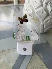 Bunnies With Butterfly Led Dusk To Dawn Night Light