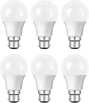 6-Pack B22 LED Bulbs, 15W 120W Equivalent Cold White LED Bayonet Light, 6500K Bright White Light Bulbs 1300Lm, Non-Dimmable, Energy Saving Light Bulbs