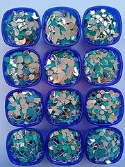 [VINAYAK GALLERY] Embroidery Mirror's Kit for Lippan Art Project Also Use All Craft Work (12 Shape Per Shape 100 Pieces Total 1200 Pieces) Free 1 Liquid Fabric Glue Cone