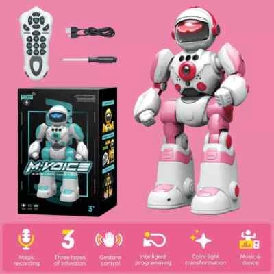 Pink Gesture Recording Voice Changing Interactive Toy Kid Gift RC Smart Robot