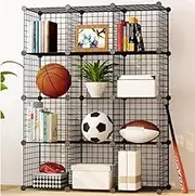 4 to 25 Cube Black DIY Wire Storage Shelves Cabinet Metal Display Shelf Toy Book (12 Cube)