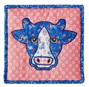 Pioneer Woman Patchwork Quilted Blue Cow Hot Pad Trivet Country Kitchen Gift NEW