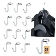 Clothes Hanger Connector Hooks, 36PCS, Clothes Hanger Organizer Mini Silver