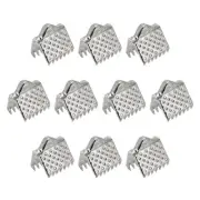 200Pcs Ribbon Crimp Clamp Ends 8mm Cord End Clasp for DIY Craft Silver White