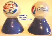 2 - PEPSI COLA SODA LOGOS ON WHITE COLLECTOR MARBLES