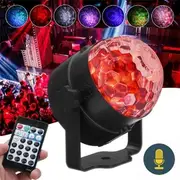 RGB Self-propelled Flash Mode Remote/ Voice Control LED Stage Light Crystal Ball DJ Part Disco Club 7757 US PLUG