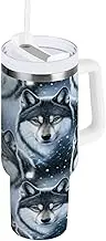 RPLIFE Cool Gray Wolves 40 Oz Tumbler with Handle, 30 Oz Tumbler with Handle, Coffee Tumbler