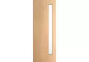Rome –Exterior Flush White Oak Door with Single Vertical Lite (1-3/4”)