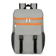 Large Capacity Insulated Cooling Backpack Waterproof Picnic Cooler Bag Grey And Orange