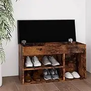 Shoe Bench with Cushion Smoked Oak 80x30x47 cm Engineered Wood Shoe Storage