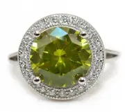 4CT Peridot & Topaz 925 Solid Genuine Sterling Silver Ring Jewelry Sz 8
