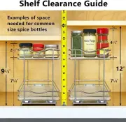 Pull Out Spice Rack Bathroom Organizer Cabinet Slide Shelf Storage Chrome 2 Tier