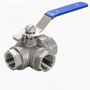 3-Way Ball Valve Stainless， 304 Stainless Steel 1/4 3/8 1/2 3/4 1" BSP Female Full Port T/L-Port 3 Way Ball Valve Connector Adapter for Water Oil Air Gas, 1PCS(L Type,1 Inch)