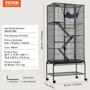 4 Tier Rolling Metal Small Animal Cage with Tray and Ramps for Ferrets Rabbits