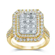 Bevilles 9kt Yellow Gold Emerald Shape Ring with 1.50ct of Diamonds