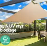 Heavy Duty Shade Sail Canopy 2 x 4M Waterproof Shade Sail Rectangle 95% UV Sand