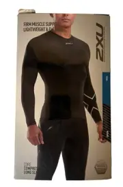 2XU Men's Compression Long Sleeve Top - Enhance Performance and Recovery - Black