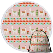 Llamas Round Beach Towel