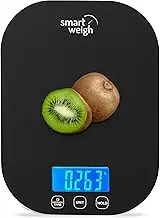 Smart Weigh Black Digital Food Scale, 5kg/11lbs Capacity, Accurate to 1 Gram, Backlit LCD, Auto Off, Plastic, Perfect for Kitchen, Baking, Dieting, Meal Prep, Packages