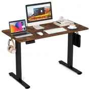 Giantex 1.2M Electric Standing Desk Motorised Sit Stand Desk Adjustable Height Stand Up Desk w/Hooks Rustic Brown