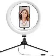 Supersonic SC-1210SR Live Stream 10" LED Table Top Selfie Ring Light +Stand/Hold